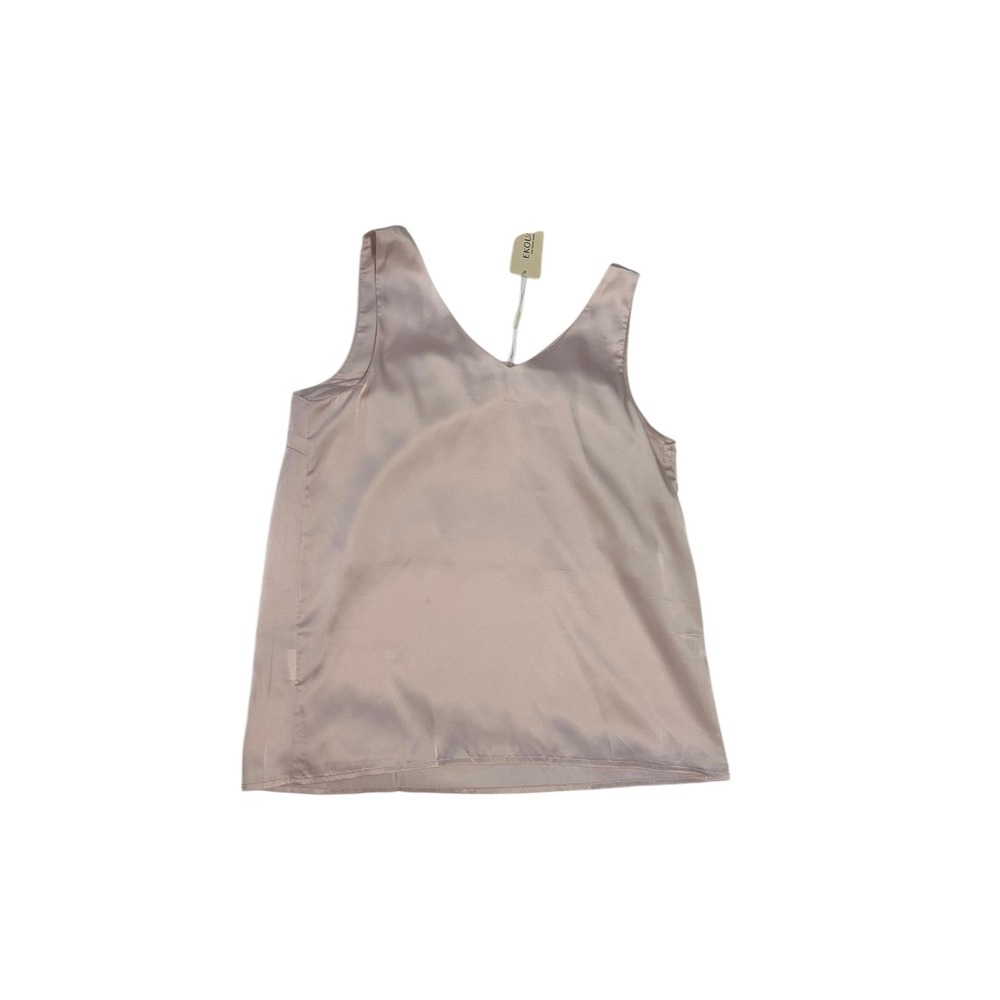 Ekouaer Tank Top Sleeveless V-Neck Casual‎ Blouse Shirt Beige Size Unknown